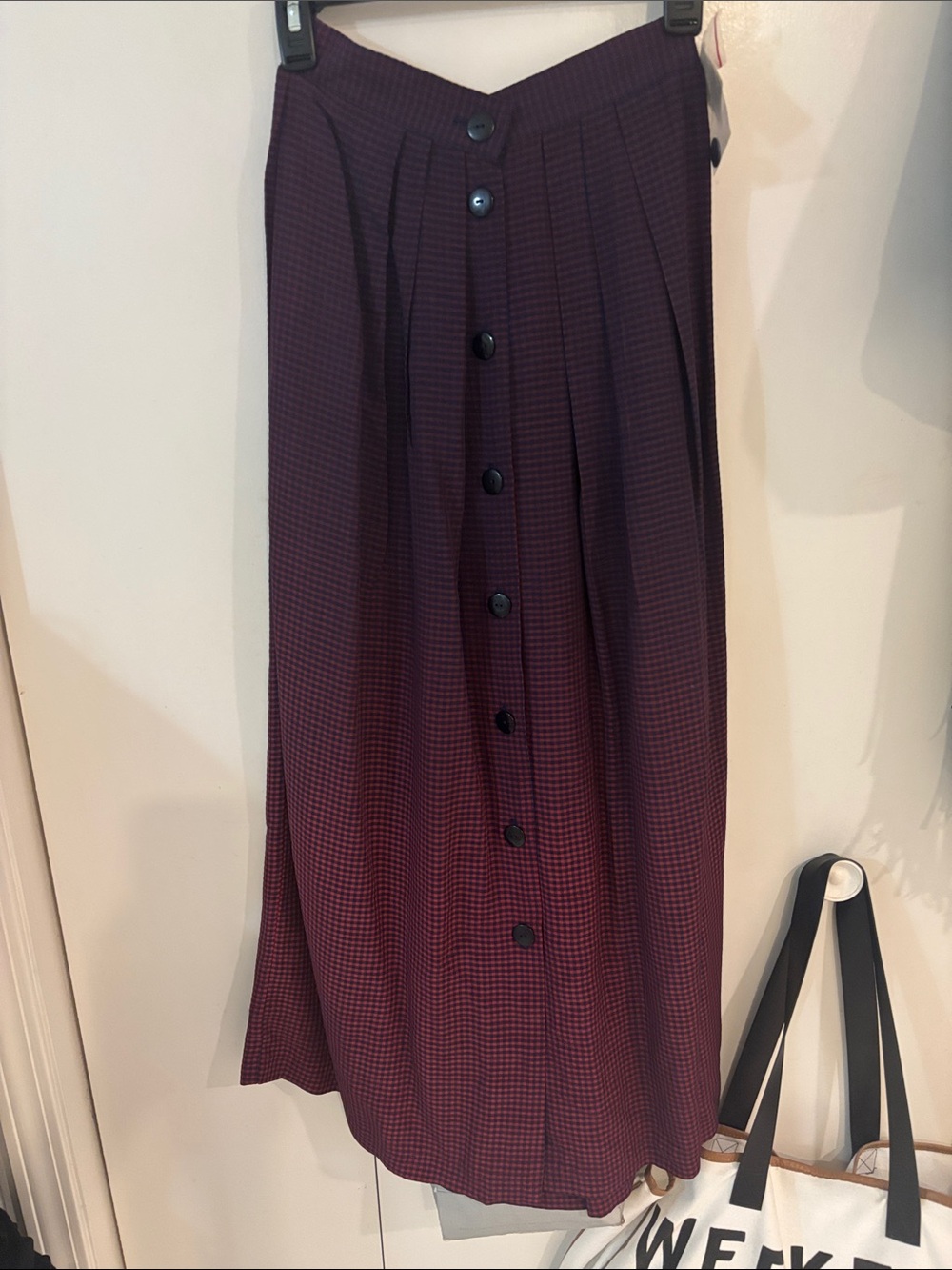 Vintage Express NWT checkered button front  ombré long skirt,S